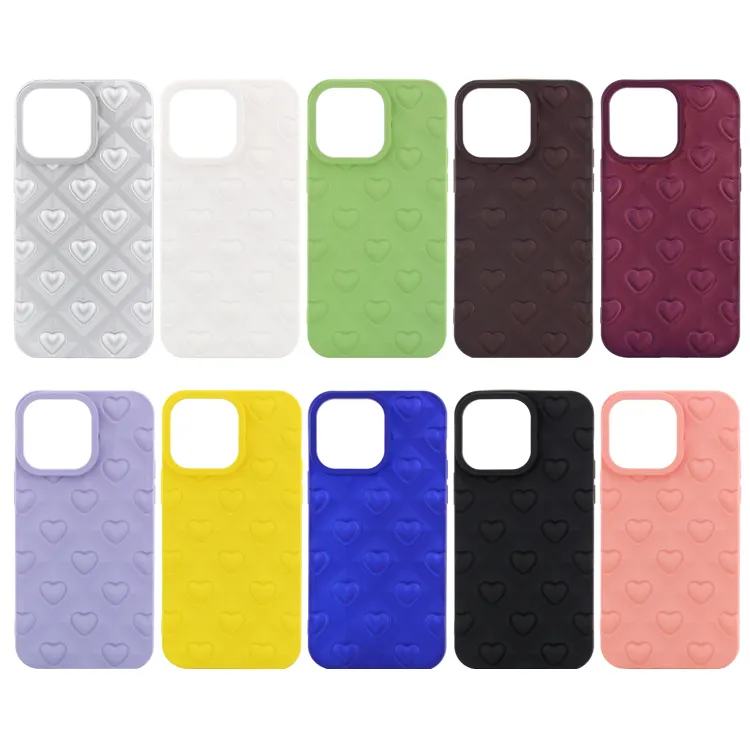 เคสโทรศัพท์ลายหัวใจ3D สำหรับ iPhone 15 funda Para celular