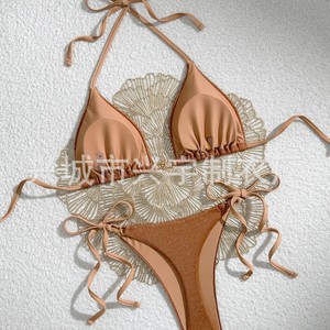 Nuevo Traje de Baño de Dos Piezas de Color Sólido, Popular en Instagram, Bikini sin Tirantes para Mujer - Product Image 1