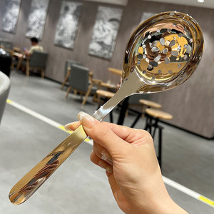 304 Stainless Steel Ladle Strainer Thickened <b>Serving</b> <b>Spoon</b> For Hotel Household Cooking Glossy Hot Pot Use - Product Image 2