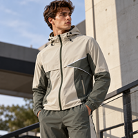 Ensemble de survêtement d'hiver pour homme, coupe-vent imperméable mi-lourd, personnalisé OEM/ODM, avec fermeture éclair, en polyester/nylon, pour la gym et le fitness