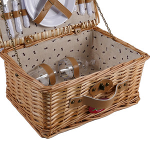 Bộ giỏ picnic mây đan giá rẻ dành cho 2 người, có lớp lót và nắp, bán buôn, thủ công, giỏ đựng đồ picnic bằng mây dành cho 2 người - Product Image 3