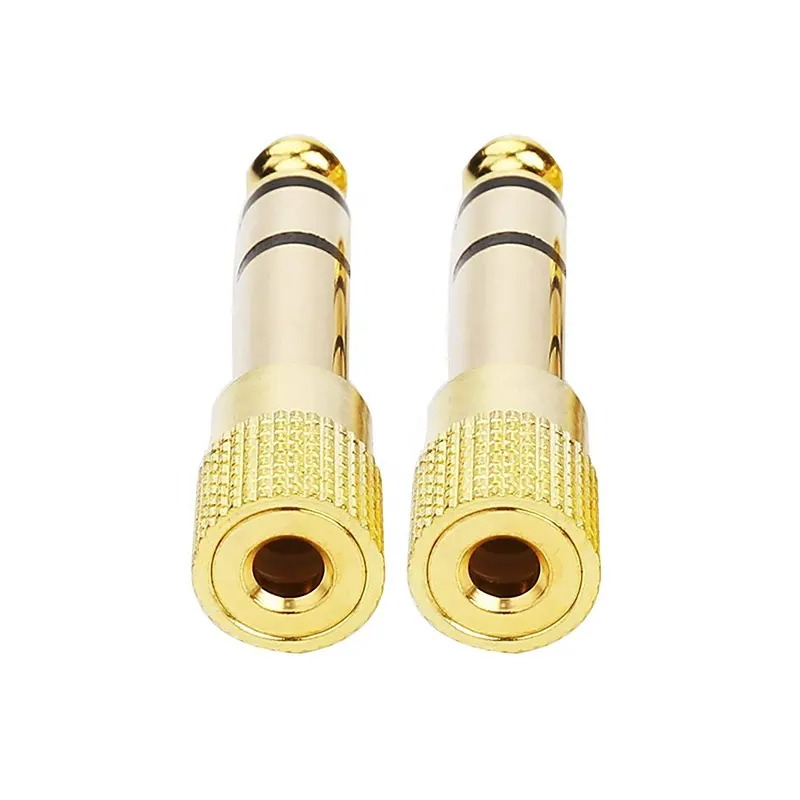 2 x Brass Gold Plated 6.3mm 1/4" Mono Jack Plug Connector For Soldering  UA 