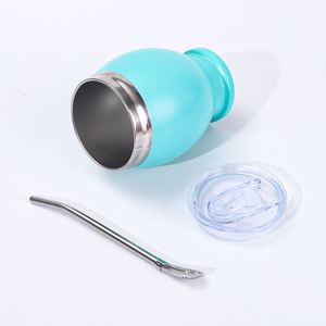 Vaso portátil mini de acero inoxidable con aislamiento al vacío de doble capa de 12 oz para exteriores, tipo Mate, con pajita y cuchara - Product Image 5
