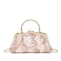 Sac à main de mariée élégant, rose champagne, à sequins, pour soirée, sac de soirée haut de gamme, cadeau