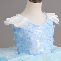 Robe de princesse tutu de ballet pour filles, avec appliques florales 3D, sequins et jupe en tulle brodée en spirale, idéale pour les spectacles sur scène et les tenues de chorale