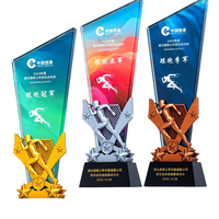 ELOR Trophées de médailles d'événements sportifs imprimés UV en verre de cristal plaqué or pour cadeaux de bienvenue ou plaques