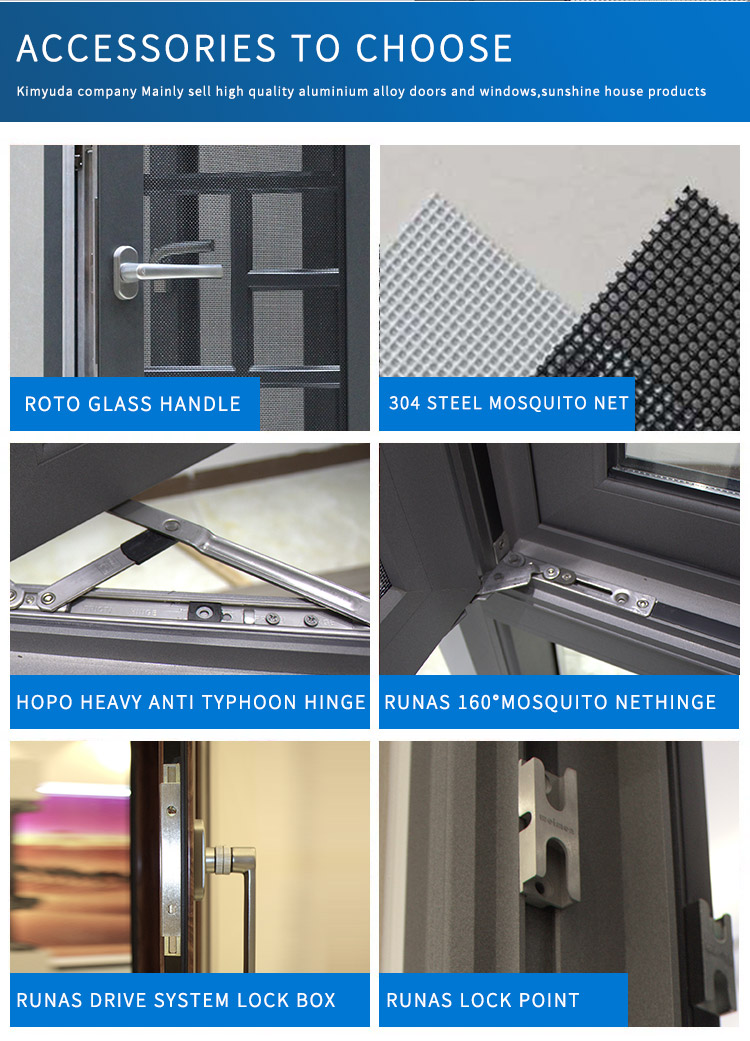 1.0mm Aluminium Casement Window Santa Carolina Thermal Break Inner Open