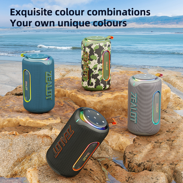 Waterproof IPX-6 Wireless for 5.4 Mini Outdoor Speaker RGB LED Lights 8000mAh Battery-Powered AUX for Party Use-ZEALOT MP1