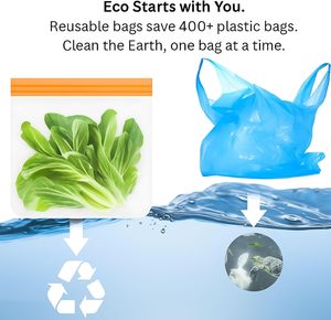 Bolsas Reutilizables de Almacenamiento de Alimentos de PET de un Galón, Libres de BPA, a Prueba de Fugas, Aptas para Lavavajillas, Bolsas de Plástico PE para Congelador - Product Image 5