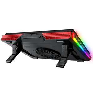 Alas Pendingin Laptop Kipas Turbo Ganda 17 Inci Cincin Karet Fleksibel Lampu RGB Gaming Alas Pendingin Laptop - Product Image 6