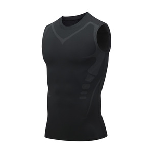 Wholesale <b>Men's</b> Ionic Shaping <b>Vest</b> Ice-Silk Slimming Body Shaper Compression T-Shirts Top Tummy Control Quick-dry Fitness Shirts - Product Image 4