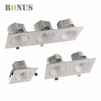 Spot encastré LED carré COB anti-éblouissement IP44 20W orientable pour plafond