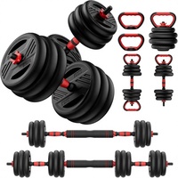 Kit d'haltères réglables 5-en-1 avec barre de musculation, kettlebell et support pour pompes – Idéal pour l'équipement de gym à domicile