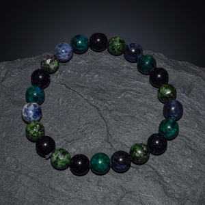 Bracelet en pierre naturelle d'agate, classique, unisexe, cadeau, bijoux, bouddhisme, vert, bleu, noir, forme de boule - Product Image 3