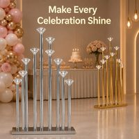 Support de lumière en alliage d'aluminium de luxe pour décoration d'allée de mariage et d'événements, modèle D26182 argent/or