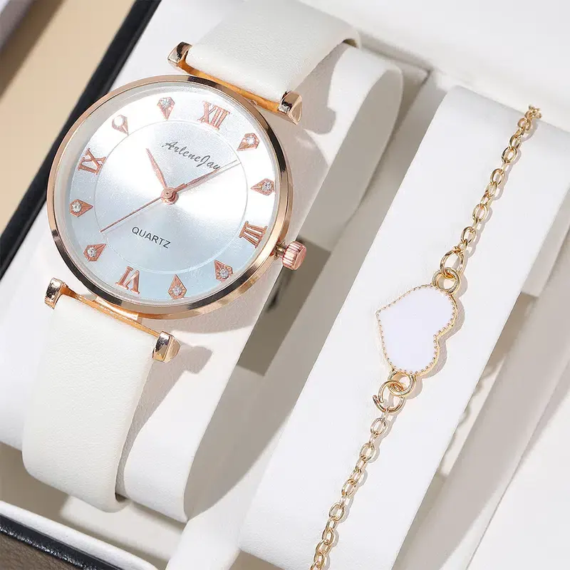 6259 2 pçs mulheres moda relógios com pulseira conjunto presente para as senhoras elegante relógio de pulso de quartzo