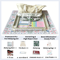 Ensemble complet de tuiles de mahjong en acrylique vert jade printanier avec supports de mahjong, sac de mahjong et accessoires complets