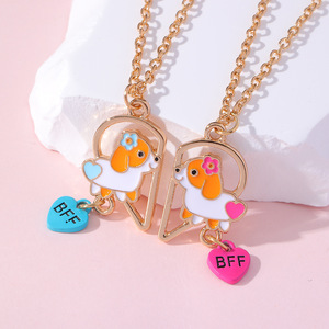 Set di 2 simpatiche collane di cane a forma di cuore per le donne BFF buon amico gioiello a maglia ciondolo catena per coppia <span class=keywords><strong>amicizia</strong></span> - Product Image 5