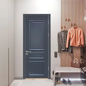 Pintu interior kamar tidur kayu melamin Modern pintu hotel mdf untuk rumah dengan bingkai