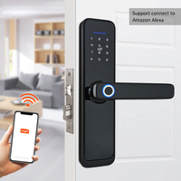 Kunci Pintar TTlock TUYA yang Didukung Alexa, Dapat Dioperasikan dengan Ponsel iOS dan Android, WiFi, Zigbee, Kartu, BLE, dan Sidik Jari