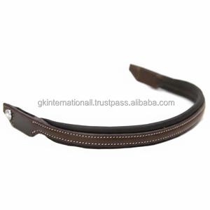 Havana สายคาดคิ้วหนังม้าอานสีน้ำตาลอังกฤษพร้อมแผ่นรองหลังแบบนิ่มลายวัวและสายคาดคิ้วแบบเย็บสองชั้น - Product Image 1