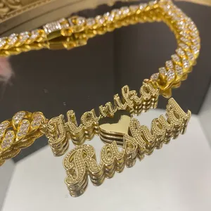 Collana personalizzata in acciaio inossidabile a doppio strato <span class=keywords><strong>con</strong></span> targhetta a forma di cuore collana <span class=keywords><strong>con</strong></span> lettera personalizzata <span class=keywords><strong>con</strong></span> catena cubana - Product Image 1