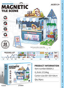 Ensemble de scène de rue de simulation de bloc de construction magnétique de café, magasin de crème glacée de magasin de fleur, jouets éducatifs de garçon et de fille - Product Image 2