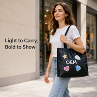Sac fourre-tout en tissu PET recyclé écologique, sac de shopping durable en RPET, imprimé sur mesure, sac à main réutilisable pour la promotion en détail