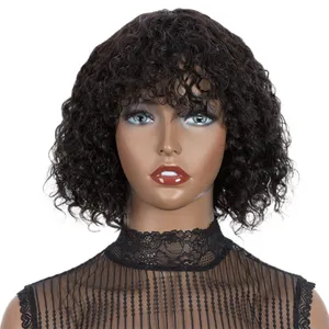 Wholesale Long Wig Bang Wet Curly Wigs Fringe Human Hair with Bangs