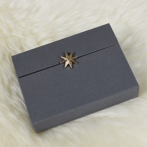 Custom Handmade Luxury Square Rigid <b>Box</b> Grey Magnetic Closure Gold Foil Star UV Coating Jewelry Watch Eyewear Packaging - Product Image 4