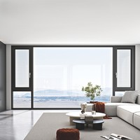 Jendela Casement Aluminium Modern dengan Ventilasi Ganda, Kaca Tempered Ganda, Tinggi Kusen Sesuai Pesanan