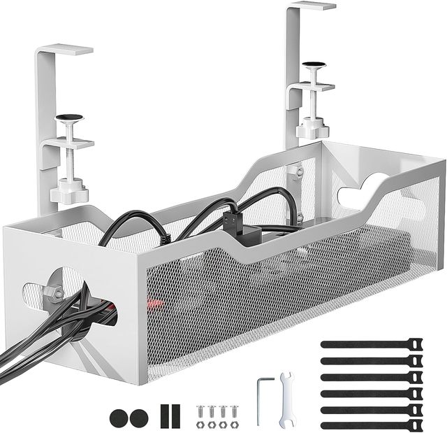 Factory Directly  No Drill Under Desk Cable Management Tray Organizer With Clamp for Desk Wire Management Desk Cord Organizer