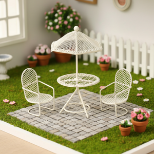 Juego de Muebles de Jardín Tradicionales ZICOM, 3 Piezas, Metal Blanco, Forma Irregular, 15 cm de Altura, Uso Diario, Alemania - Product Image 2