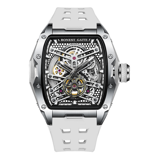 Men's Luxury Automatic Watches Waterproof Sports Rubber Wrist Hollow Out Mechanical Watch