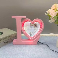 Miroirs magiques décoratifs modernes 2 en 1 personnalisés pour la sublimation, lampe LED, cadre photo pour la Saint-Valentin