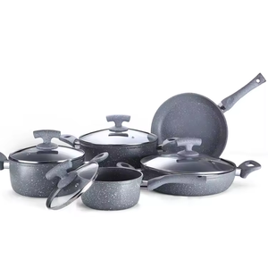 ホメモリー アルミ合金製フライパン9点セット カントリースタイル 家庭用 IH対応 平底 ノンスティックコーティング調理器具セット - Product Image 2