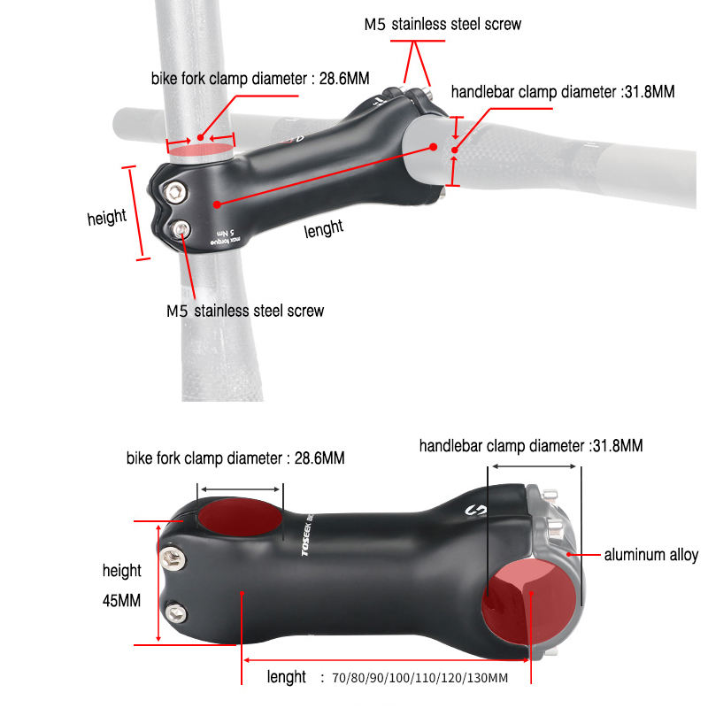 TOSEEK Full Carbon Fiber Mountain Bike Road Bike Bicycle Stem 6/17