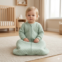 Sac de couchage pour bébé en coton biologique de haute qualité, fermeture éclair bidirectionnelle, taille plus, sans manches, sac de couchage pour bébé