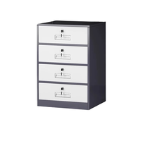 Meuble de rangement de bureau avec serrure à clé, classeur métallique moderne à 4 tiroirs pour la maison et l'école - Sous-table