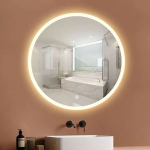 Miroir de salle de bain moderne tendance, personnalisé, rectangulaire, éclairé par LED, interrupteur tactile, cadre en alliage d'aluminium, style européen, hôtel, salon - Product Image 1