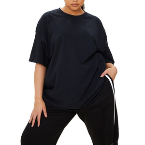T-shirt oversize pour femmes grandes tailles avec épaules tombantes, manches courtes, logo uni, style streetwear écologique tendance - Product Image 5