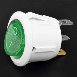 Interrupteur rond personnalisé 12V - 24V - 110V - 220V DC Interrupteur à bascule lumineux Led Vert KCD1