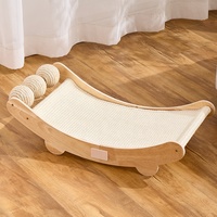 Griffoir pour chat en bois avec surface en sisal résistante à l'usure, boule en sisal, pour le repos et le jeu en intérieur, multifonctionnel