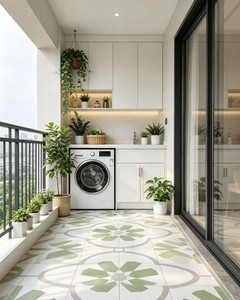 Azulejo Rústico Verde Beige Claro de 400x400 mm, Resistente al Desgaste, Mate, Mezcla de Colores Suaves <span class=keywords><strong>para</strong></span> Diseño de Interiores de Hogar Contemporáneo - Product Image 3