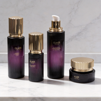 Bouteille en verre personnalisée avec logo estampé à chaud, dégradé de couleurs, rayures, pour emballage de cosmétiques : lotion, sérum, crème pour les yeux et le visage