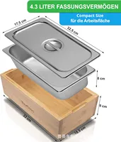Poubelle à compost rectangulaire de style américain en bois massif pour cuisine, avec seau intérieur en acier inoxydable et couvercle anti-odeur