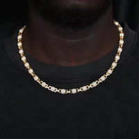 Collier chaîne cubaine de luxe en acier inoxydable avec perles glacées pour femme, bijou tendance hip-hop, accessoire de fête affirmé