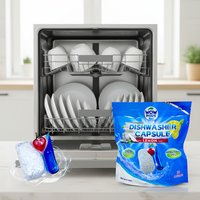 Pod Deterjen Pencuci Piring Lemon Fragrance Disposable OEM ODM Penghilang Noda 5 in 1 dengan Kandungan Bahan Aktif Lebih dari 80%