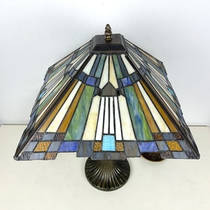 LongHuiJing 16inch Mediterranean Simple Style Classic Geometric Handcrafted Eco-Friendly Stained Glass Dome Amber Table - Product Image 6