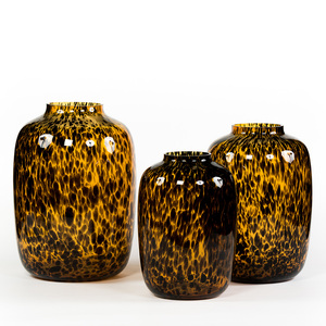 Colpo a mano Vintage ambra nero Design unico moderna casa decorativa leopardo rotonda grande fiore <span class=keywords><strong>vaso</strong></span> di vetro - Product Image 1